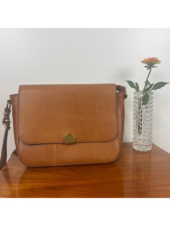 Madewell Handbags - Madewell Vintage Brown Leather Crossbody Bag Brass Clasp Shoulder Purse